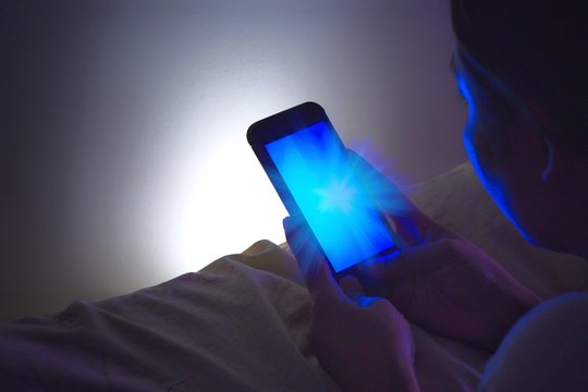 The blue light from the phone destroys the nervous system of the eye. Which is bad for the body.