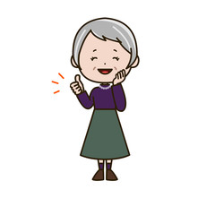 goodサインするシニア女性　ポーズ　イラスト