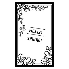 Modern style wreath frame, space for text, design of various card hello spring. Vector