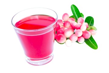 Bengal-Currants, Carandas-plum, Karanda  fruit with leaf on white background. juice drinking to cure a sore throat, colds.