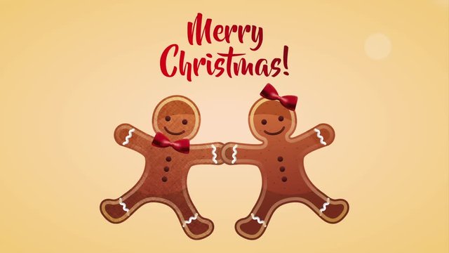 happy merry christmas card with sweet ginger cookies