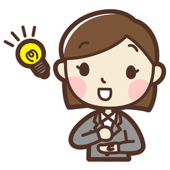 スーツの女性　嬉しい閃き