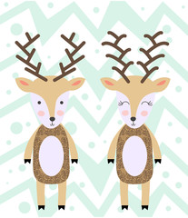 Deer in Scandinavian style. Funny, cute poster.