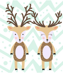 Deer in Scandinavian style. Funny, cute poster.