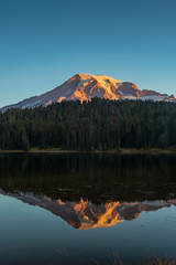 Dawn Breaks Over Peak of Mount Rainier