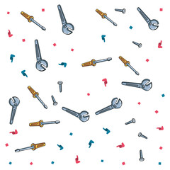 pattern of wrenches with screwdrivers