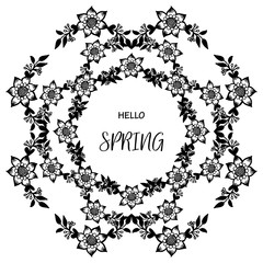 Naklejka premium Card template hello spring, with texture of flower frame. Vector