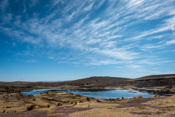 The thin whips strands of the Cirrus clouds create a beautiful contrasting backdrop to the dry,...