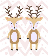 Cartoon Deer family. Brightly colored childish animals. Cute animals. Template for Greeting Invitations, Planners