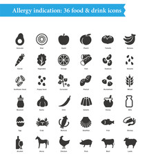 Allergens 36 food Restaurant menu icons