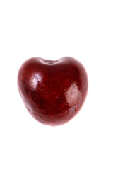 Fresh cherries on white background. Juicy summer berry close-up.