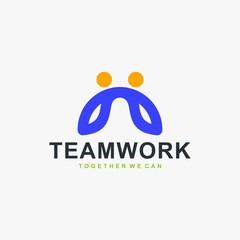 Teamwork logo design vector. People rounded illustration symbol. Humanity care vector icon. Full colors logo design.