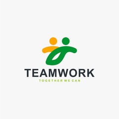 Teamwork logo design vector. People rounded illustration symbol. Humanity care vector icon. Full colors logo design.