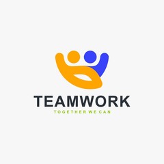 Teamwork logo design vector. People rounded illustration symbol. Humanity care vector icon. Full colors logo design.