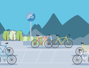 bicycle parking zone urban scene icon