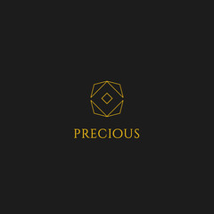 Abstract geometric precious jewelry diamond icon logo with monoline style