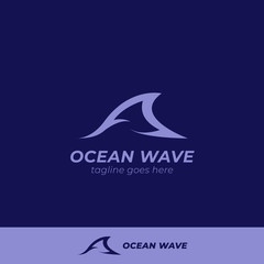Sea ocean wave logo icon surfing sport or fashion logo symbol with big bold blue wave vector