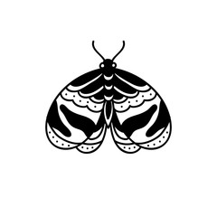 night moth doodle icon, traditional vector illustration