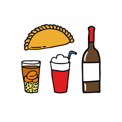 Chile doodle set icon, vector illustration