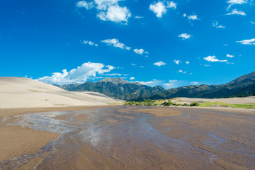 Shallow Water in Medano Creek at Great Sand Dunes National Park and Preserve