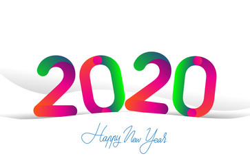 2020 modern and colorful logotype, happy new year 2020 sign, vector illustration