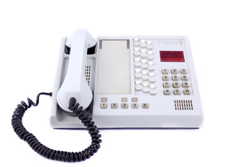 Retro (vintage landline phone) on a white background isolated