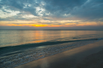 Siluette sunset at the beach background