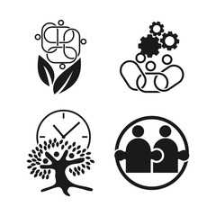 Commitment Teamwork Together Business Black Logo Illustration Vector
