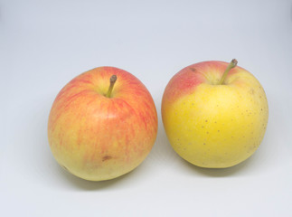 Isolated apples. Whole red apple fruit with slice (cut) isolated on white with clipping path