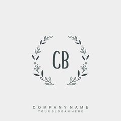 letter CB surrounded by beautiful and elegant flowers and leaves. Wedding monogram logo template.