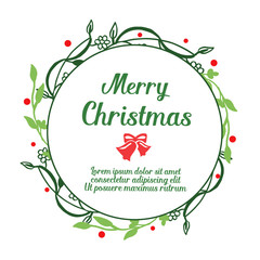 Invitation card for merry christmas, design template with graphic red flower frame. Vector