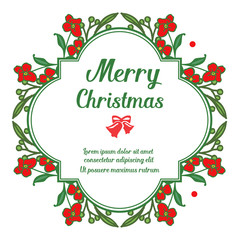 Decoration of red wreath frame, for calligraphic element of merry christmas. Vector