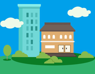 Accommodation, apartments, houses, hotels, public buildings, buildings, residential buildings, villas, greening, residential areas, property, office buildings, shops, flourishing shops, games, clubs, 