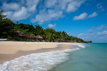 Tropical white sand beach at Lalomanu in Samoa