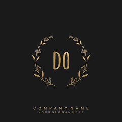 letter DO surrounded by beautiful and elegant flowers and leaves. Wedding monogram logo template.