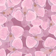 Seamless background with orchids. Tropical plants.