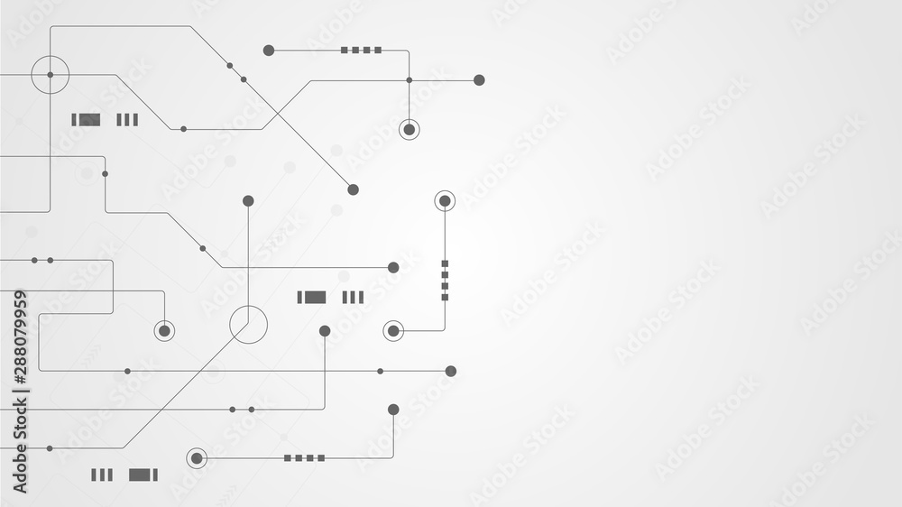 Poster Abstract geometric Circuit connect lines and dots.Simple technology graphic background.Illustration Vector design Network technology and Connection concept.