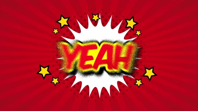 explosion with yeah word pop art style animation