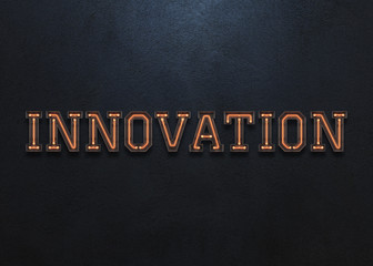 Obraz premium Innovation word made from neon alphabet.