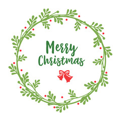 Wallpaper of merry christmas, space for text, decorative of frame with elegant green leaves flower. Vector