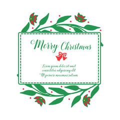 Greeting card design of merry christmas, with pattern of leaf wreath frame. Vector