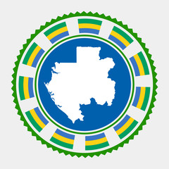 Gabon flat stamp. Round logo with map and flag of Gabon.