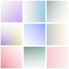 Fototapeta premium Set of geometric backgrounds. Abstract gradient patterns from large-sized circles. Alive vector backgrounds for your covers, posters, wallpapers, or banners.