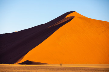 Fototapeta na wymiar Deep colors of sand dunes during sunset. Sossusvlei, Namibia.