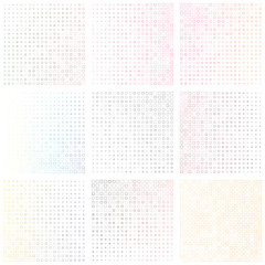 Set of geometric backgrounds. Abstract gradient patterns from small sized rectangles with varying stroke. Appealing vector backgrounds for your covers, posters, wallpapers, or banners.