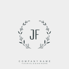 letter JF surrounded by beautiful and elegant flowers and leaves. Wedding monogram logo template. Fashion Logo template Vectors,