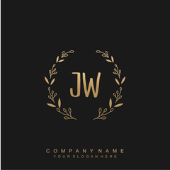 letter JW surrounded by beautiful and elegant flowers and leaves. Wedding monogram logo template. Fashion Logo template Vectors,