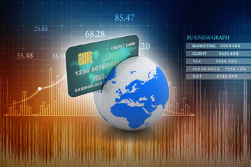 3d rendering  credit or debit card 