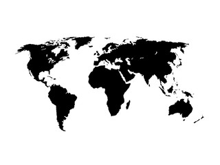 World Map silhouette vector. Black sign isolated.