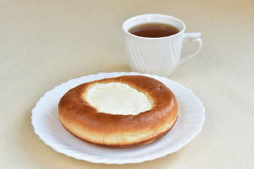 Cheesecake with cottage cheese. Traditional pastry of Russian cuisine 